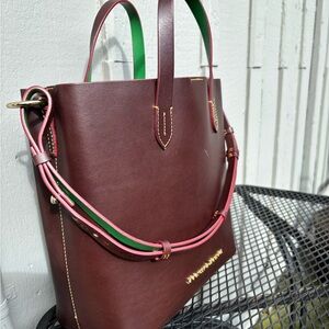 Dooney & Bourke Black Leather Tote with Green Interior Trim